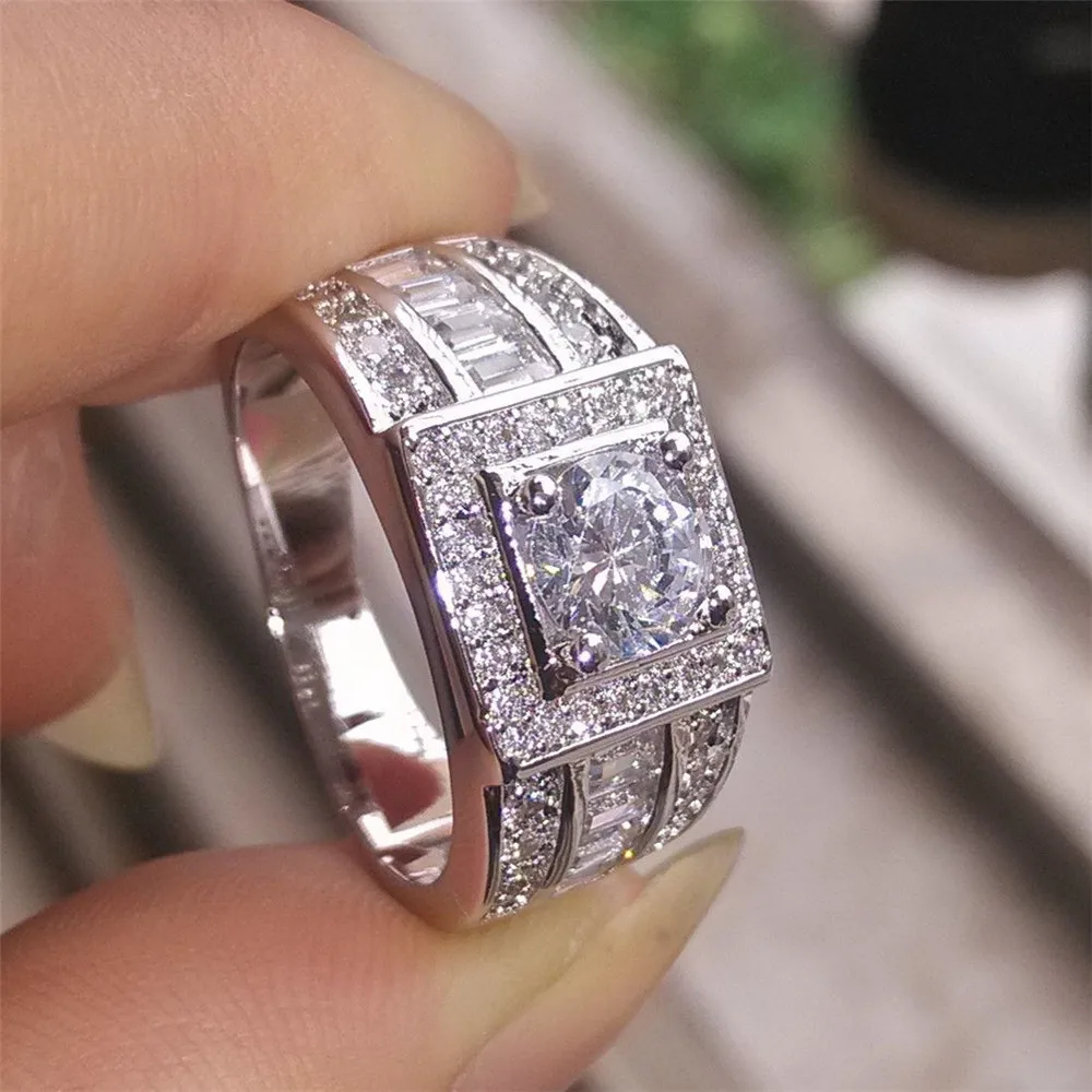 

14K Gold Men's 2carat Cubic Zircon Ring Gemstone Bizuteria Ring for Men Diamond 14K Bague Diamond Anillos Bague Bijoux Jewelry