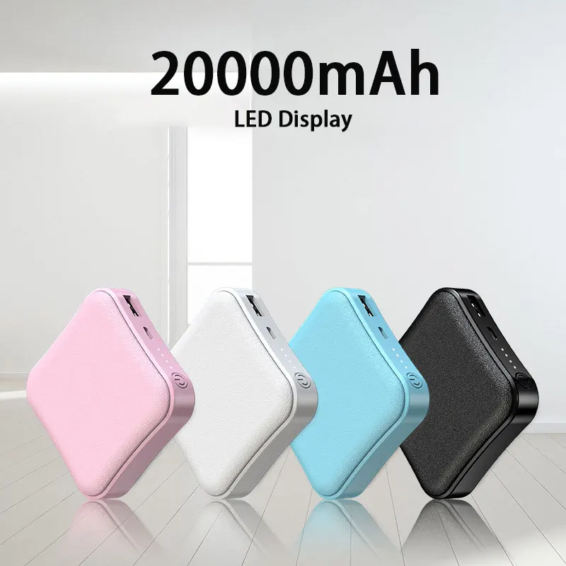 

Mini Power Bank Portable 20000mAh External Battery Powerbank 2.1A Fast Charger Faux Leather LED Power Display for Xiaomi IPhone