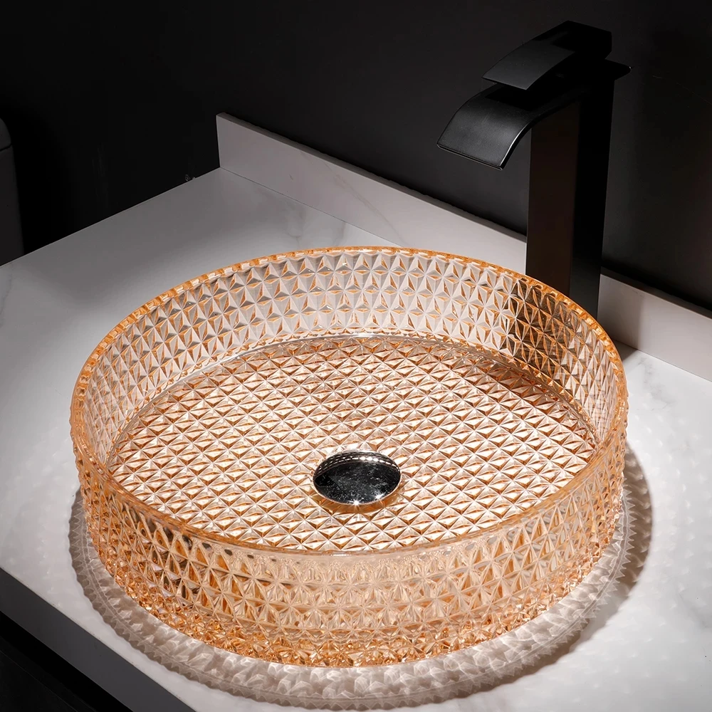 Раковина из хрустального стекла круглая раковина в европейском стиле черная для