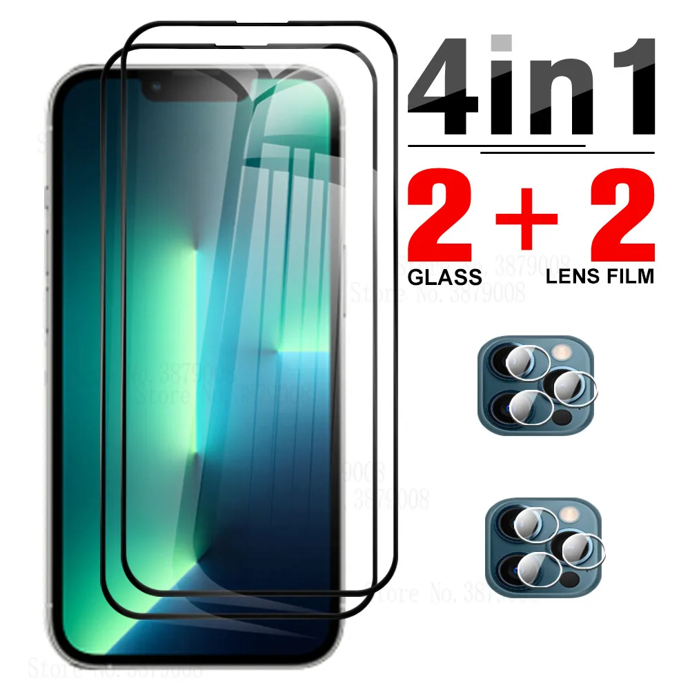 

Защитное стекло 4 в 1 для iphone 13 pro, Защитная пленка для объектива камеры, чехол для iphone 13 mini, 13 pro max