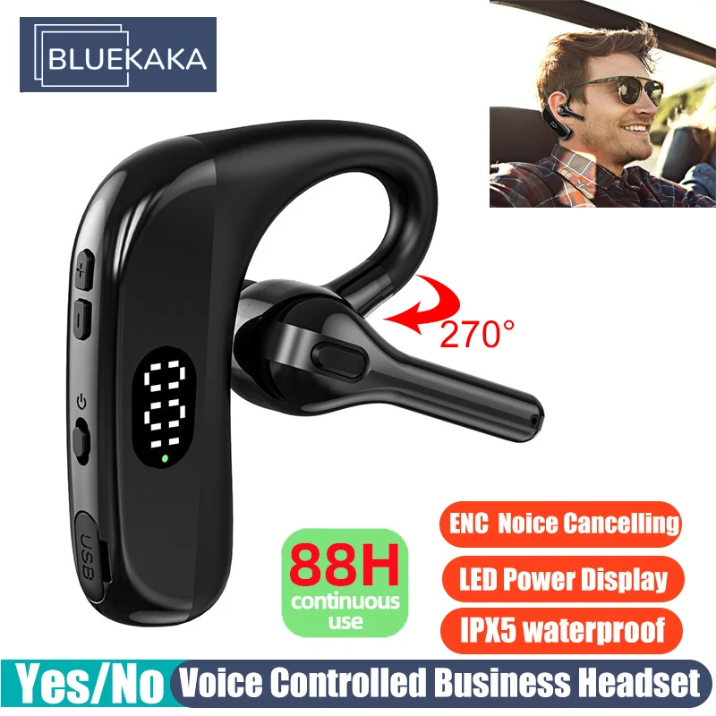88 Hours Talk Time Earphone Bluetooth 5.3 Business Long Battery Life Wireless Headphones Sports Gaming Headset With HD Micrphone