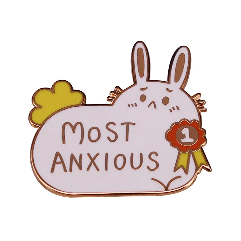 

Anxious Rabbit Mental Health Awareness Jewelry Pin Fashionable Creative Cartoon Brooch Lovely Enamel Badge Clothing Accessories