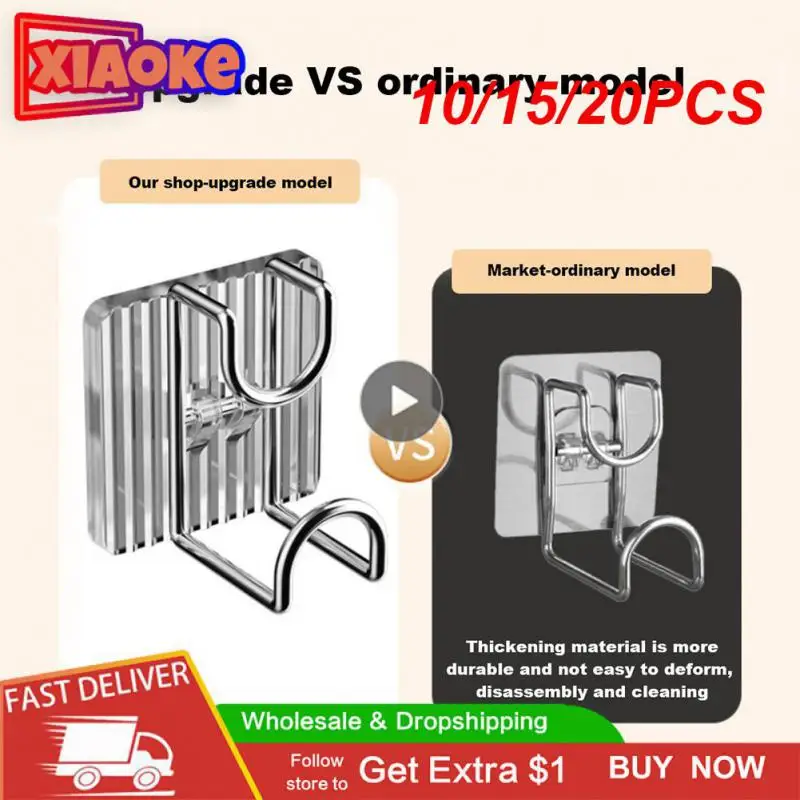 

10/15/20PCS Multifunctional Shelf Holder Stainless Hooks Punch Free Washbasin Storage Rack Non-perforated Basin Universal Hooks