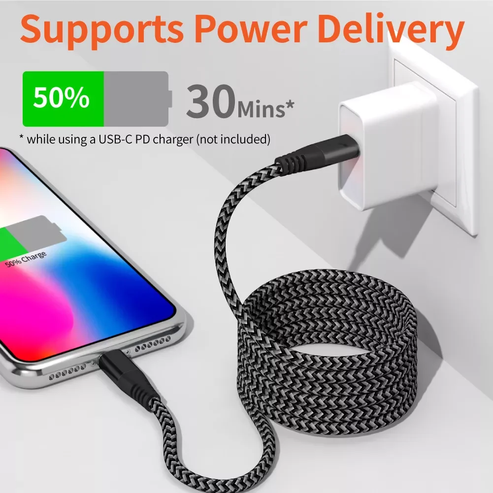 

USB C Cable for iPhone 13 12 11 Pro Max XR 8 PD Fast Charging for iPhone Charger Cable for MacBook iPad Type C Cable 1M/2M/3M
