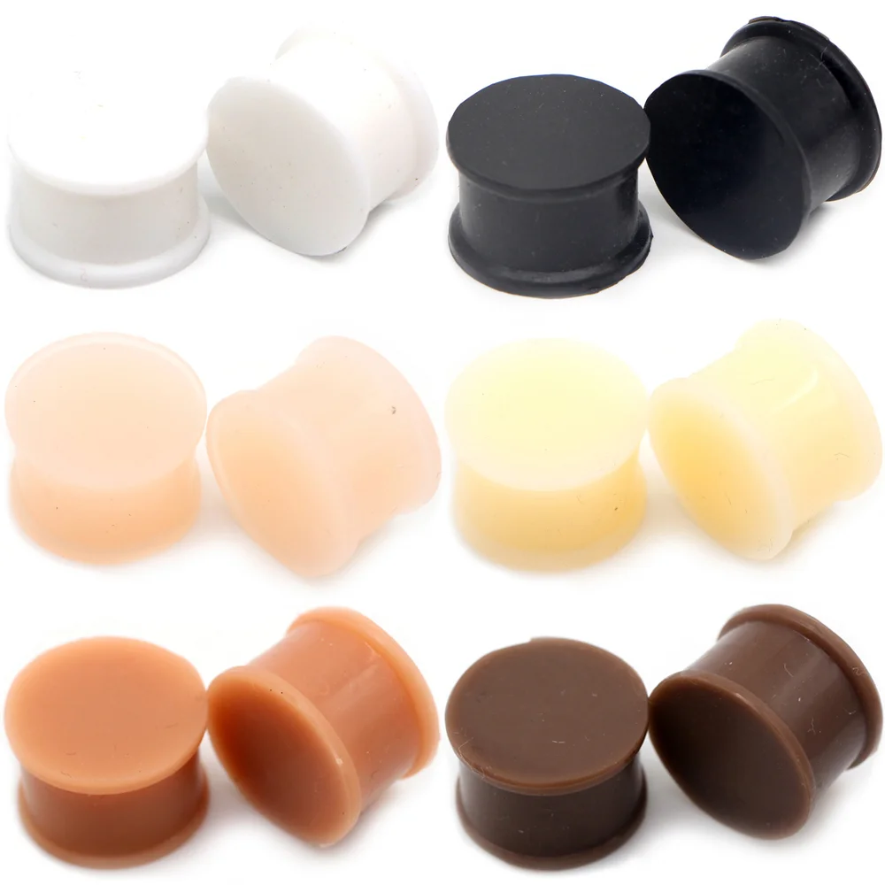 

3mm-50mm Silicone Flexible Thick Ear Flared Plugs Solid Flesh Tunnel Big Size Ear Gauge Expandar Piercing Jewelry