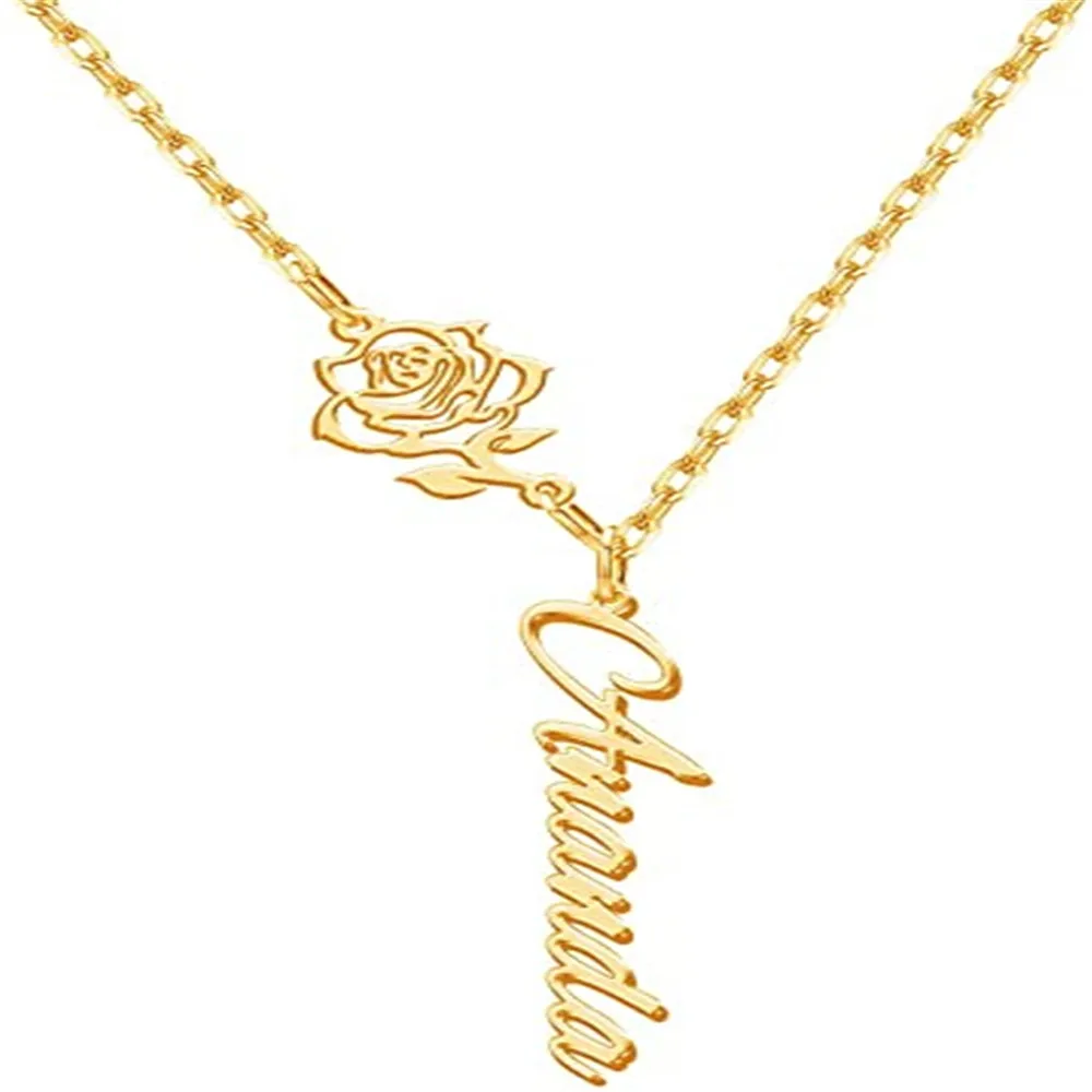 

Custom Letter Necklace With Flower For Women Necklace Personalized Stainless Steel Necklace For Christmas Memorial Gift
