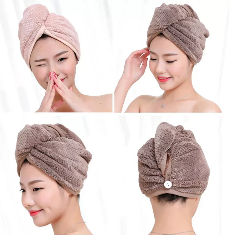 

23*60cm 1 Pc Quick Dry Towels Microfiber Fabric Dry Hair Hat Shower Cap Lady Turban Bath Towel Absorbent