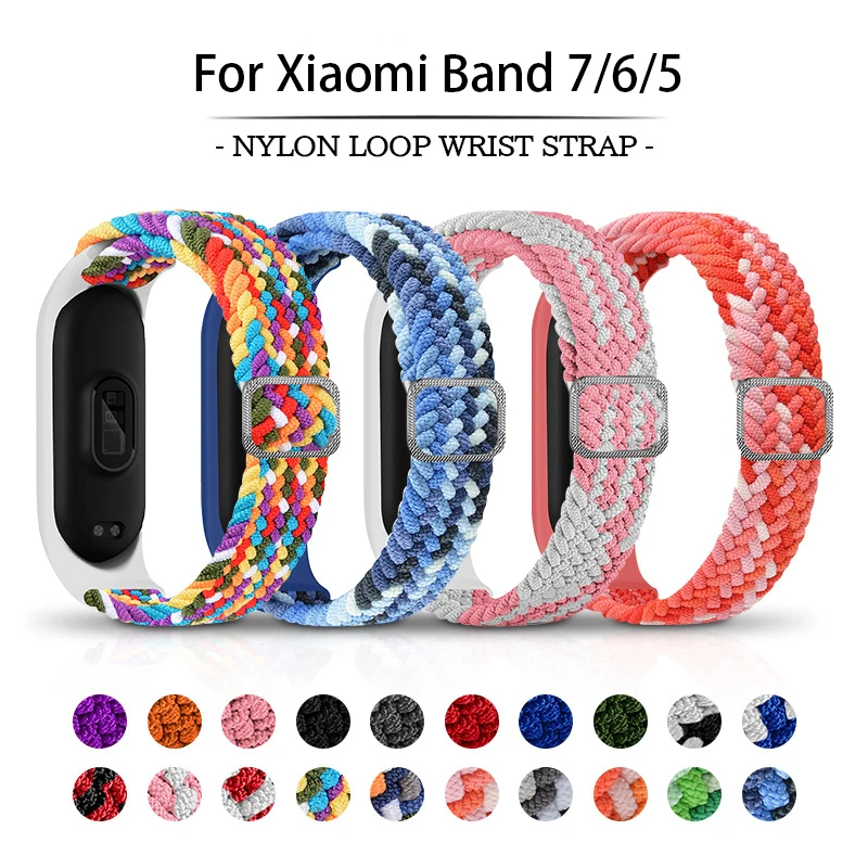 

NEW Nylon Weave Loopback Strap For Xiaomi Mi Band 7 6 5 Smart Watch Sweat Proof Breathable Elasticity Slide Button Fashion Strap
