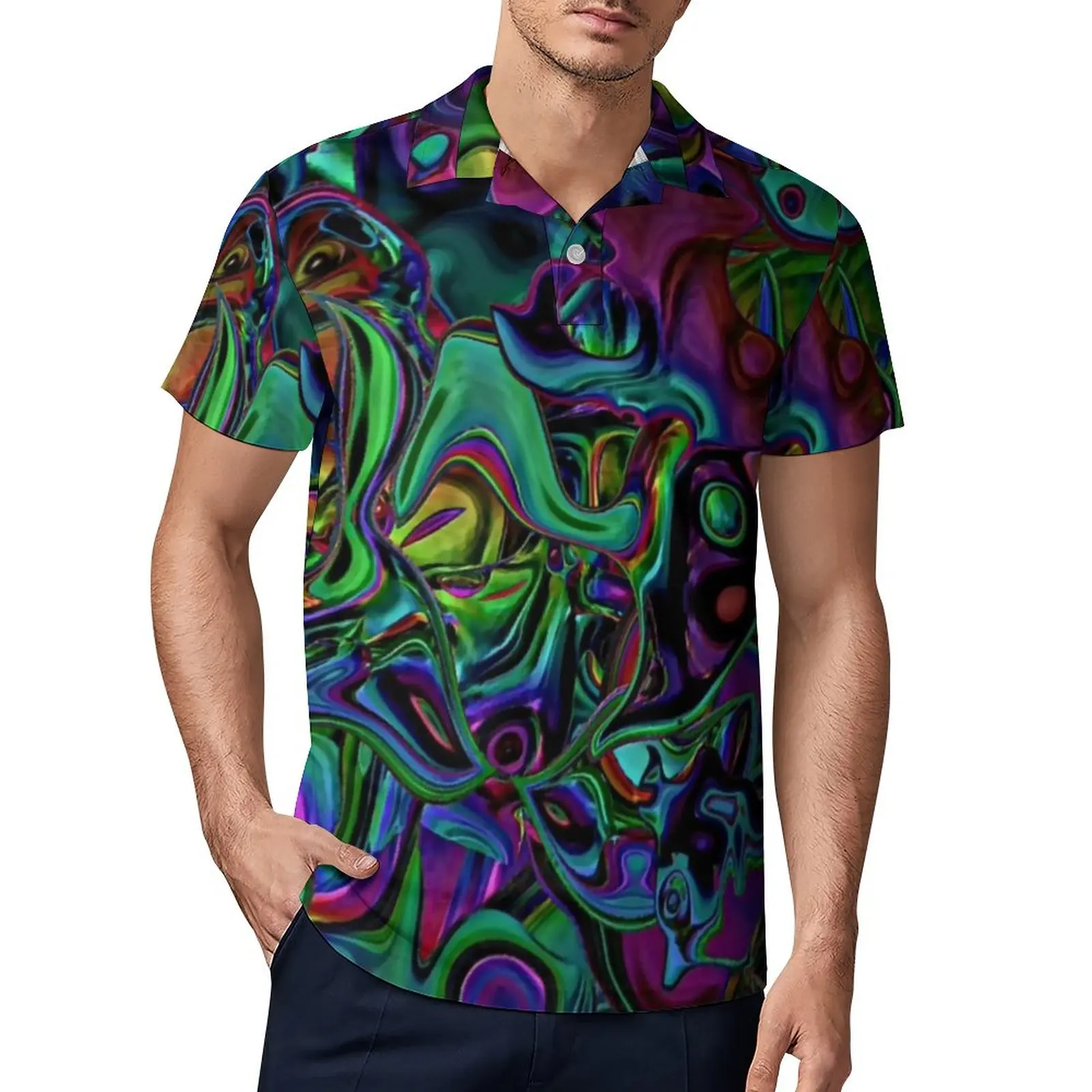 

Красочные жидкие повседневные футболки, рубашки-поло с абстрактным мраморным рисунком, мужской топ с коротким рукавом, размеры 4XL, 5XL