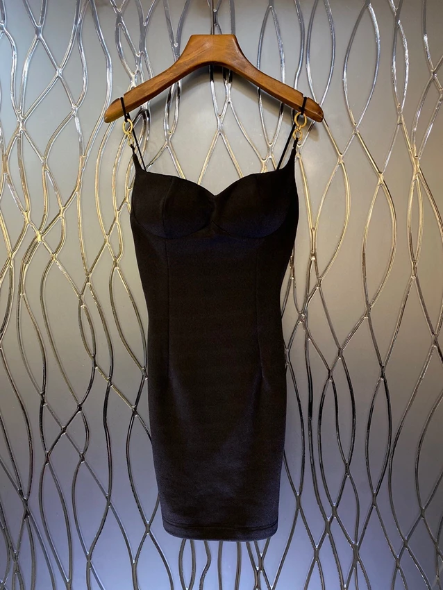 2023 new women's fashion sleeveless V-neck three-dimensional suspender skirt backless slim feminine dress 0708