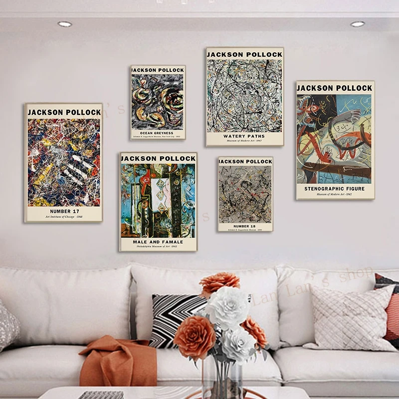 Настенная картина свободной линии с абстрактным изображением Джексона Поллока