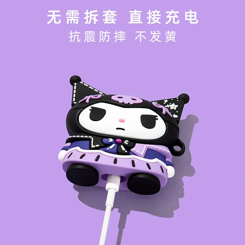 Purple Cute Kuromi Melody Cute Earphone Protective Case for IPhone Protective Case 1/2/3 Generation Silicone Protective Sleeve