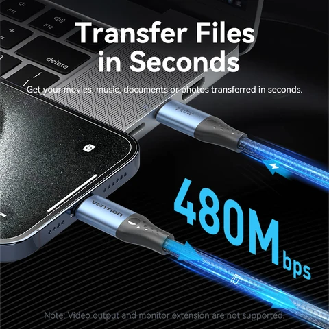 Vention 240 Вт PD3.1 USB-кабель типа C к типу C 5A 48 В Шнур для быстрой зарядки C для Samsung Xiaomi iPhone 15 16 Macbook USB-кабель для ноутбука