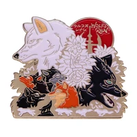 b0132 japanese anime autumn wolf enamel pins lapel pins for backpacks brooches for clothing badges on hats bags decorative
