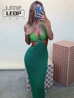 ledp sexy backless knit maxi dress y2k fashion womens dress patchwork skinny summer dress beachwear suitable for club party
