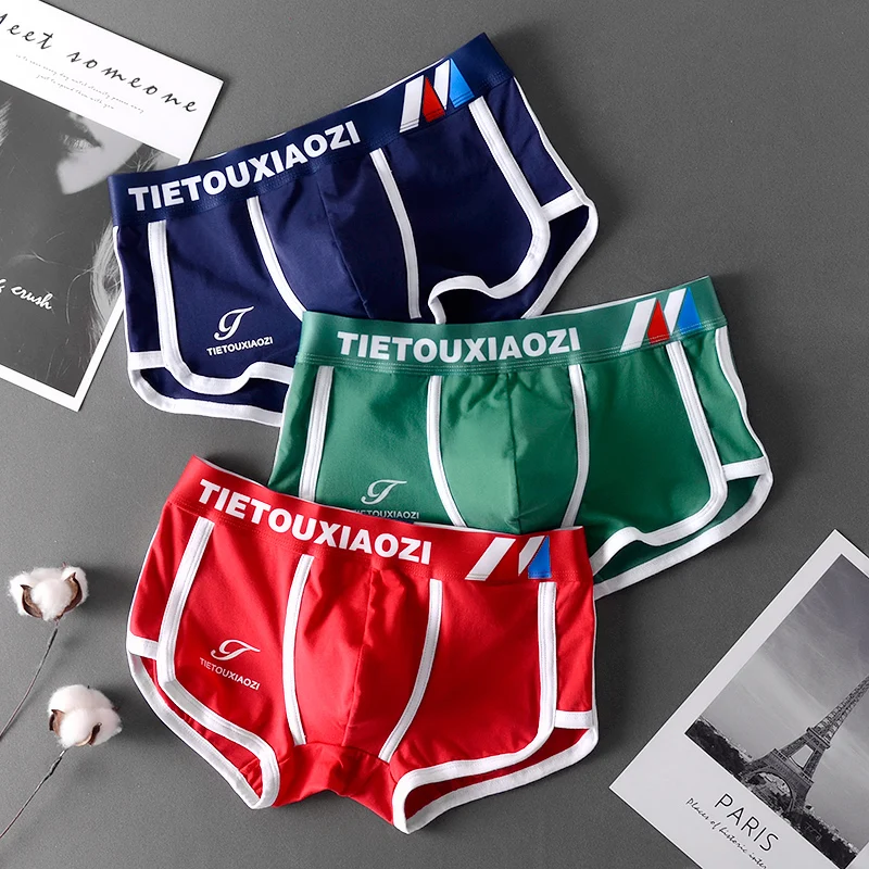 3 Pieces Mens Boxer Shorts Fashion Cotton Mens Underwear Boxers Summer Mid Waist Underpants Breathable Mans Panties