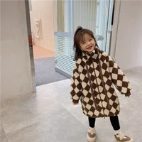 girls coat jacket cotton%c2%a0outwear overcoat 2022 brown warm thicken plus velvet winter breathable childrens clothing
