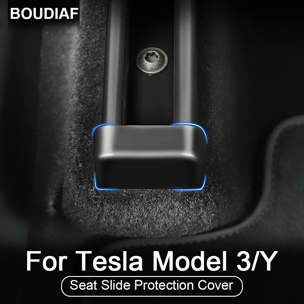 BOUDIAF For Tesla Model 3 2021 Model Y Rear Seat Slide Rail Soft Rubber Plug Protection Car Interior Function Accessories 4PCS