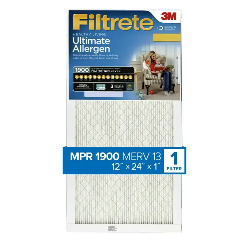 

Air Filter, MPR 1900 MERV 13, Healthy Living Ultimate Allergen, Captures Smoke, Bacteria and Virus Particles, 1 Filter Temporary