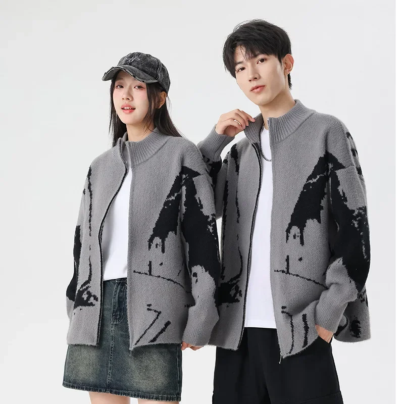 Высококачественный свитер-кардиган с градиентной вышивкой для парикмахера