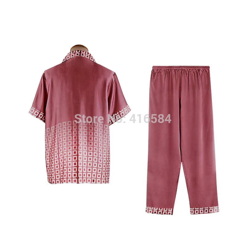 Mens Satin Pajama Set Short Sleeves Male Pyjamas Mens Sleepwear Roupas Masculinas Home Clothes Loungewear Dropshipping