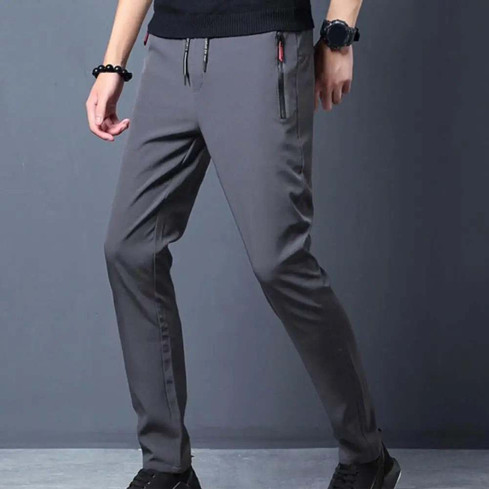 

Men Pants 2022 Solid Color Straight Elastic waist Casual Spring Trousers for Daily Wear