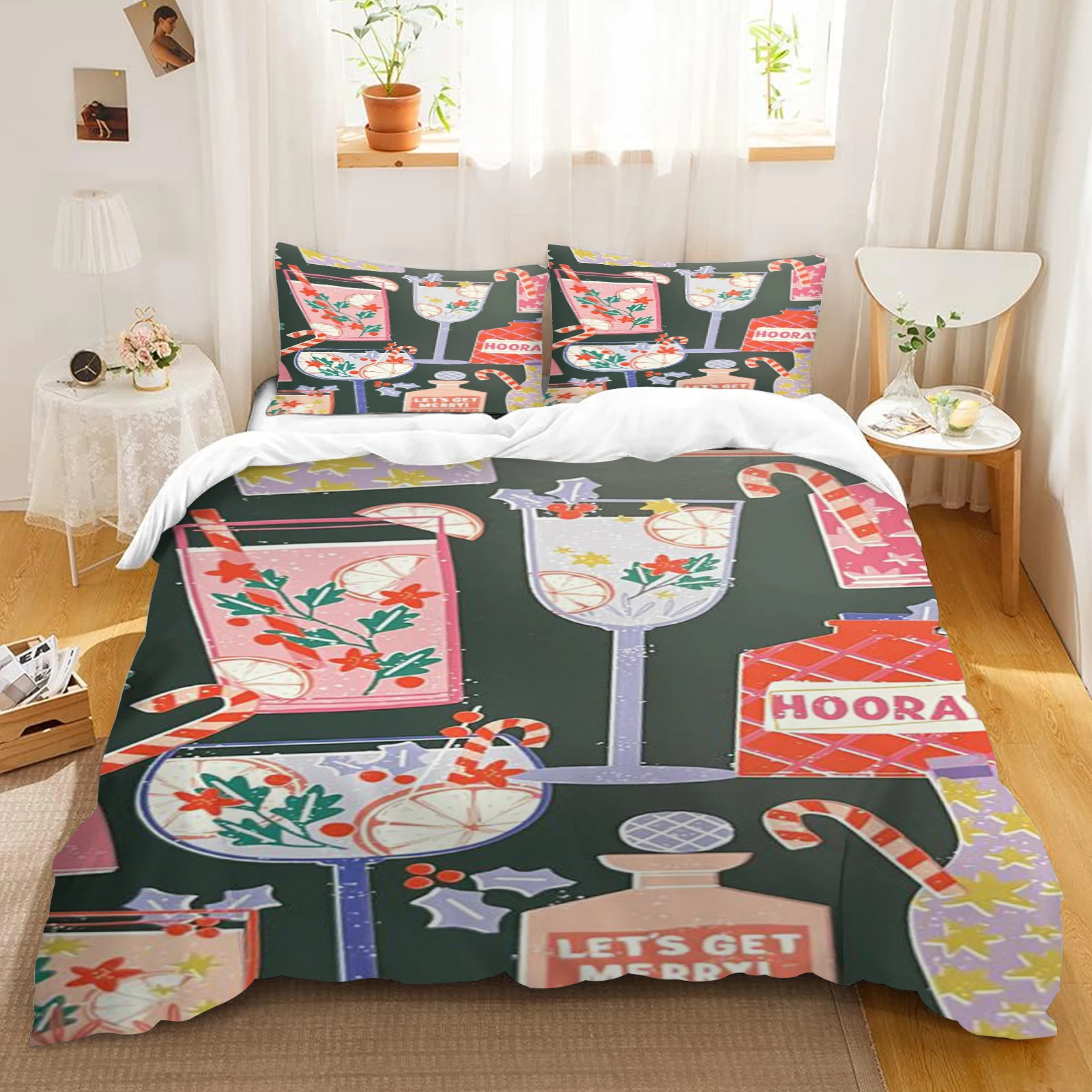 Комплект постельного белья с мультяшным аниме пододеяльником и