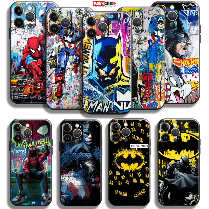 

Marvel Street Graffiti For Apple iPhone 13 12 11 Pro Mini X XR XS Max SE 6 6S 7 8 Plus Phone Case Black Funda TPU Coque