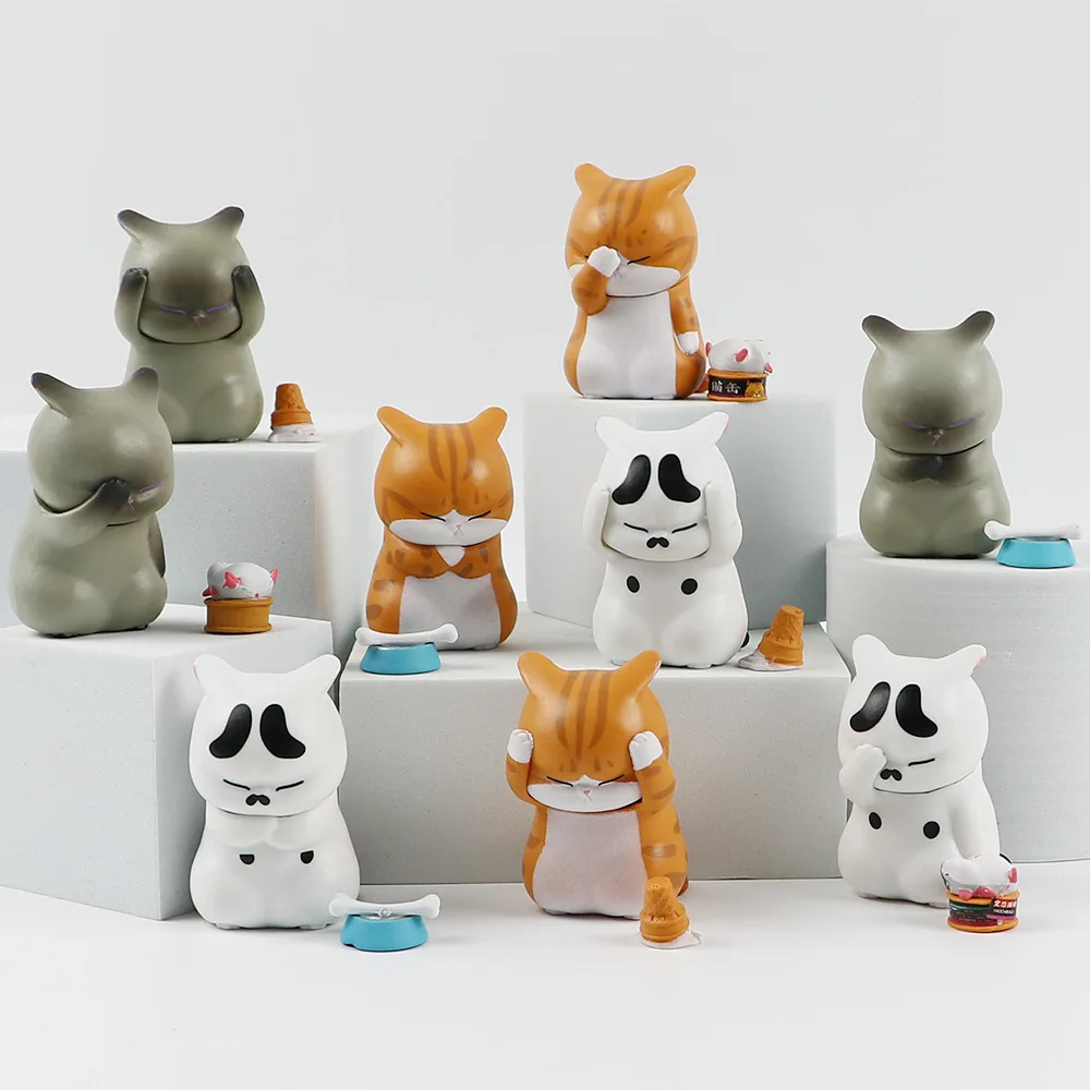

2023 1/3/9Pcs Kawaii Cute Cat Doll Ornaments Figures Statue Mini Model Desktop Toys for Room Office Car Home Decoration