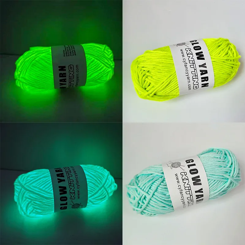 2022 Novel Functional Yarn Glow In The Dark Polyester Luminous Chunky Yarn 2mm for Hand Knitting Carpet Sweater Hat Wool Yarn