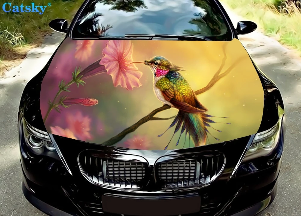 

Виниловые стикеры на капот автомобиля с изображением колибри