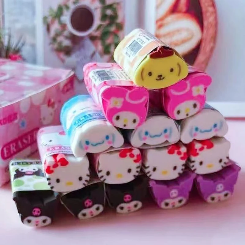

24 шт. Kawaii Sanrio, Hello Kitty Kuromi My Melody Cinnonmonroll StellaLou мультяшный ластик, креативный милый канцелярский подарок для студента