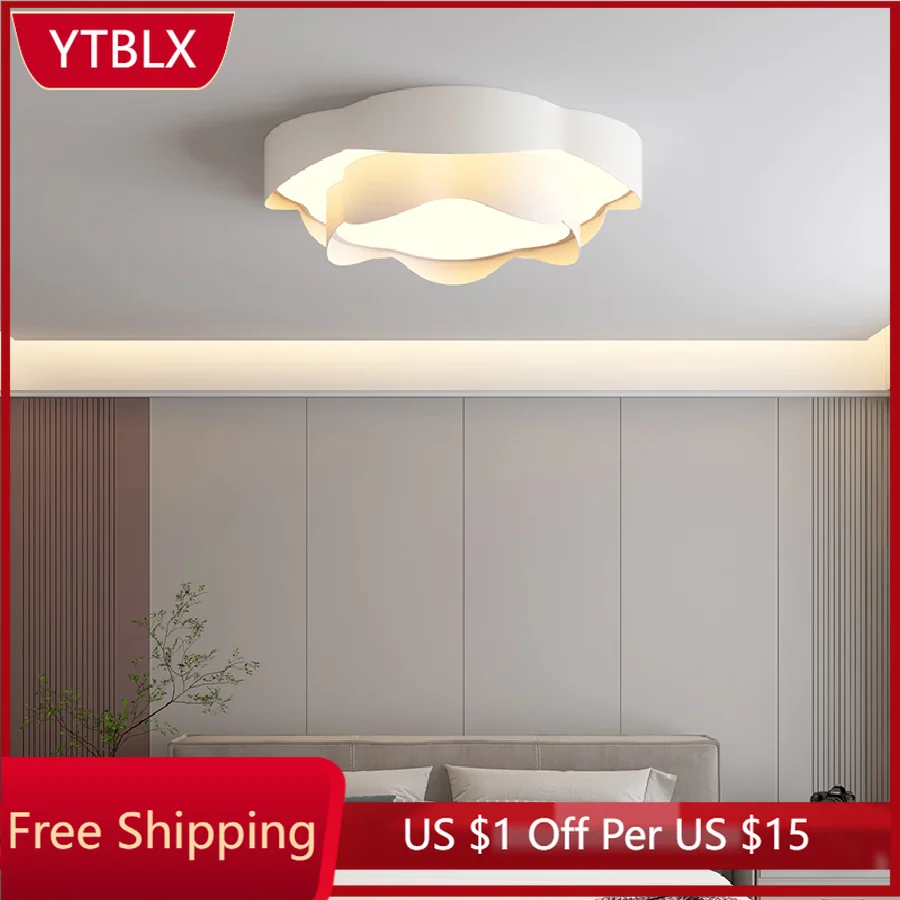 

Креативный светодиодный потолочный светильник с белыми цветами, Современные Простые комнатные декоративные железные акриловые лампы для ...