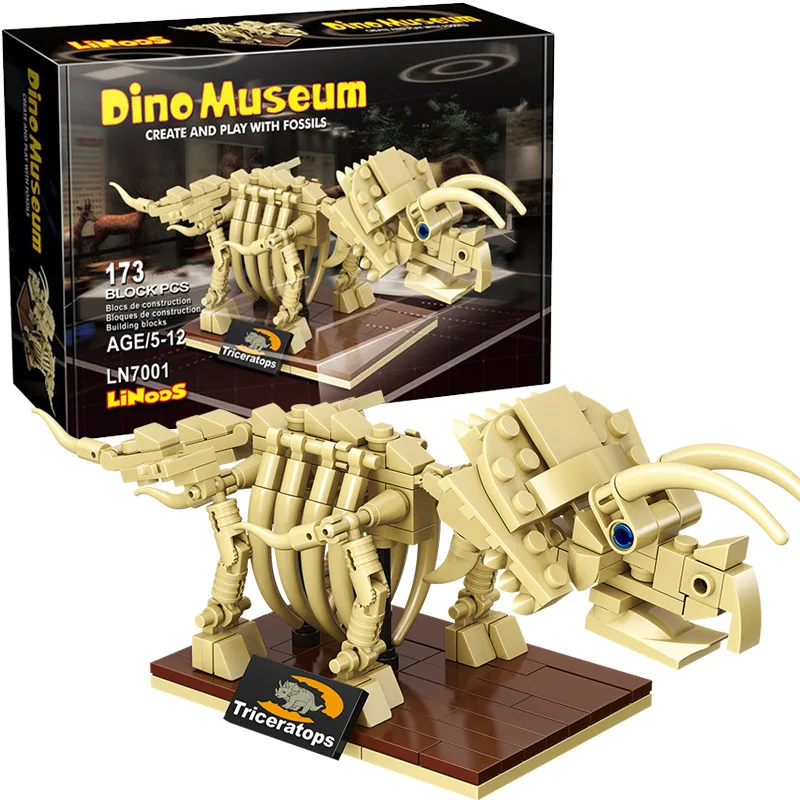 Single Jurassic Dinosaur Fossil Museum T-Rex Mosasaur Diplodocus Mammoth Building Block Kids Educational Toys for Children | Игрушки и