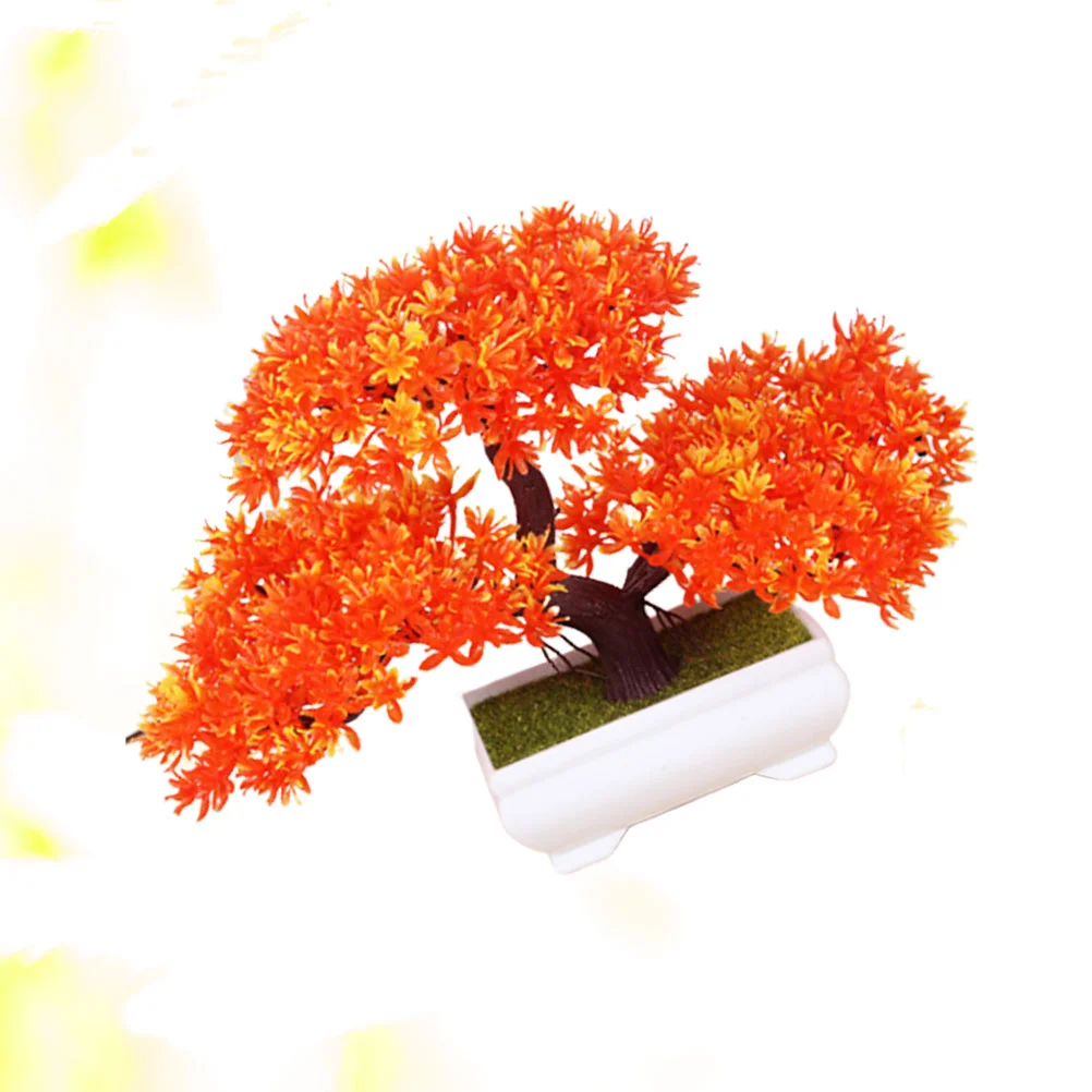 

Faux Plants Simulative Plants 3 Fork Greeting Pine Plastic Potted Small Ornaments (Red)