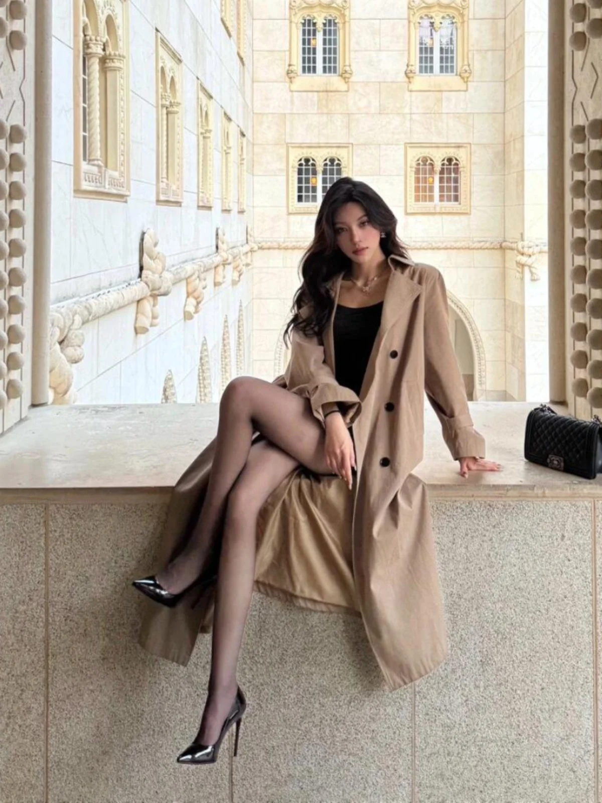 Dragon Heart Riomanceofgirl корейская серия хаки двубортный плащ верхняя одежда женское