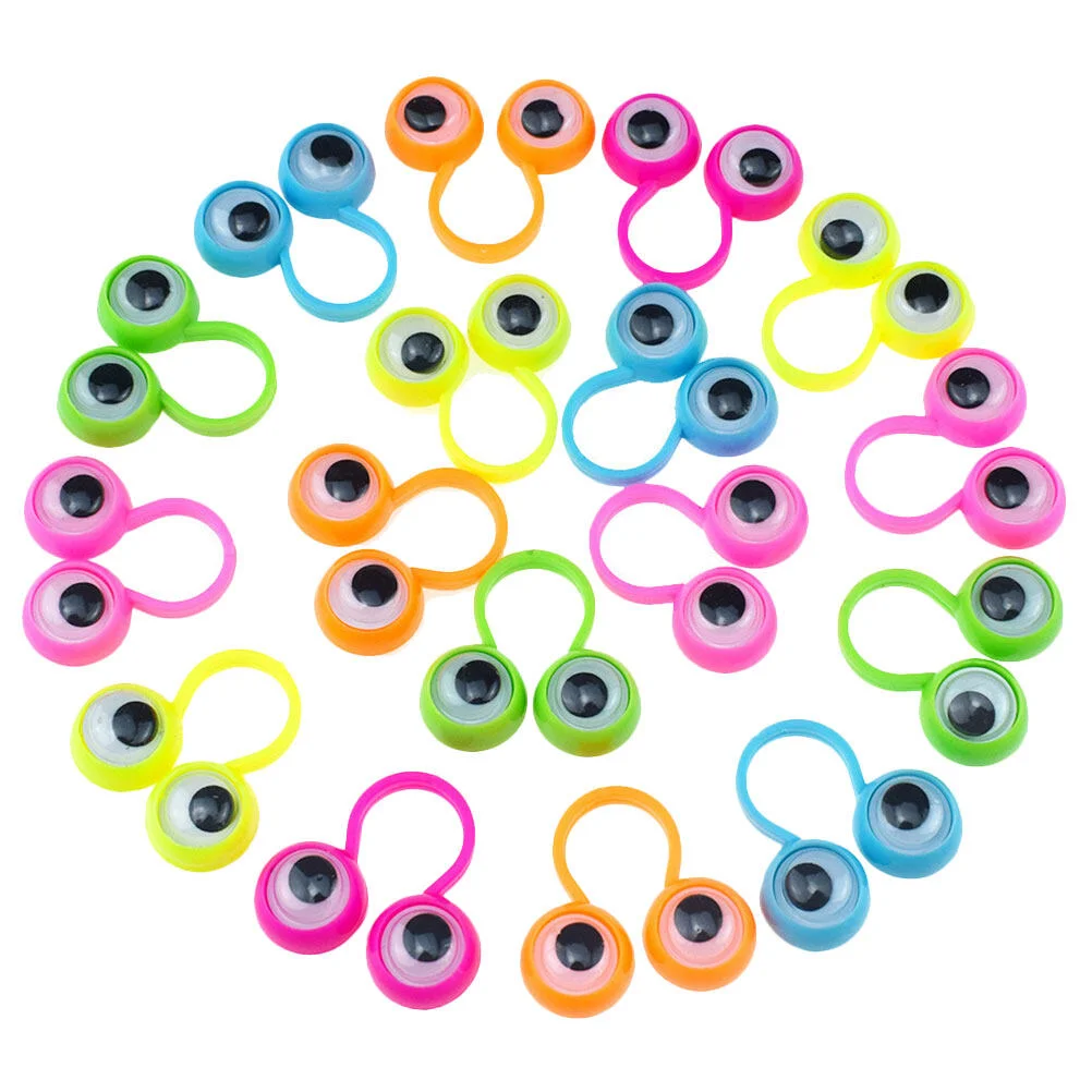 

30 Pcs Googly Eye Finger Rings Gift Bag Learning Toy Kids Eyeball Ring Educational Prizes Interactive Rings Children Toys