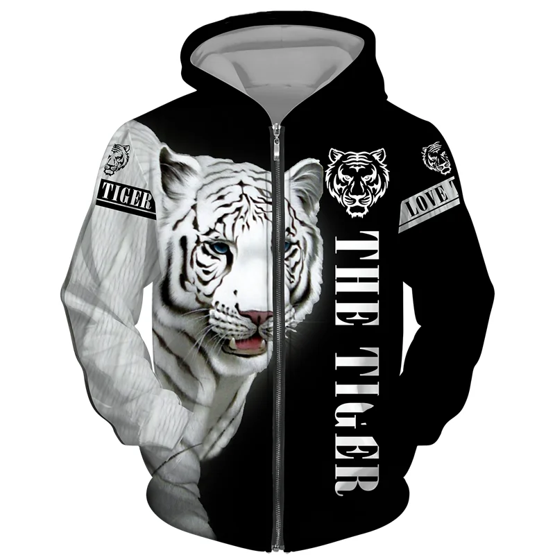 

Impressão de tigre 3d zíper hoodies moda masculina feminina lazer pulôver casal esportes com capuz moletom rua hip hop harajuku