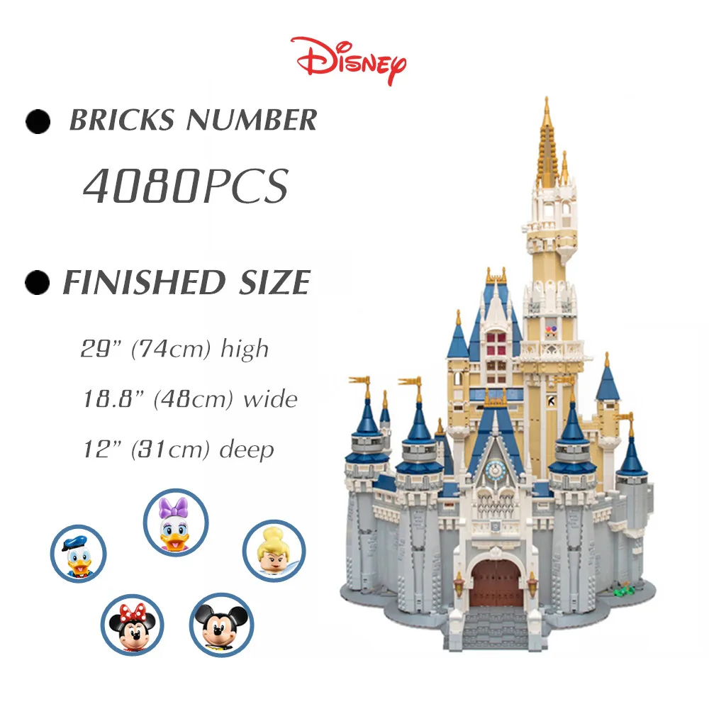 

4080PCS Disney Princess City Castle Friends House Mickey Mini Dolls Toys Figures Fit 71040 Building Block Brick Kid Toy Gift
