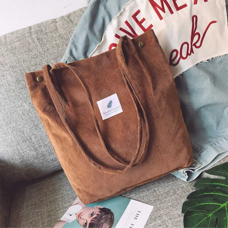 

Bags for Women 2023 Corduroy Shoulder Bag Reusable Shopping Bags Casual Tote Female Handbag for A Certain Number of Dropshipping