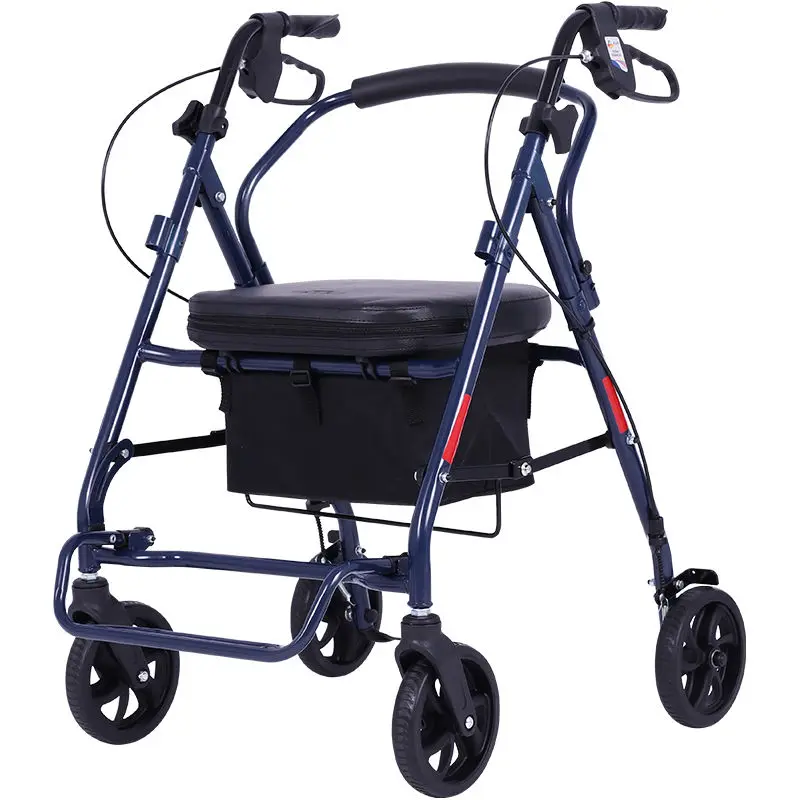 

Elderly Shopping Cart Trolley With Brake Portable Folding Four Wheels Leisure Walking Assist Mobility Aids For The Disabled