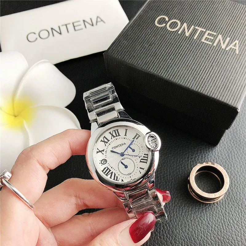 

Новые модные роскошные женские кварцевые часы с тремя стрелками Contena 2023, часы с календарем, подарок для девушки