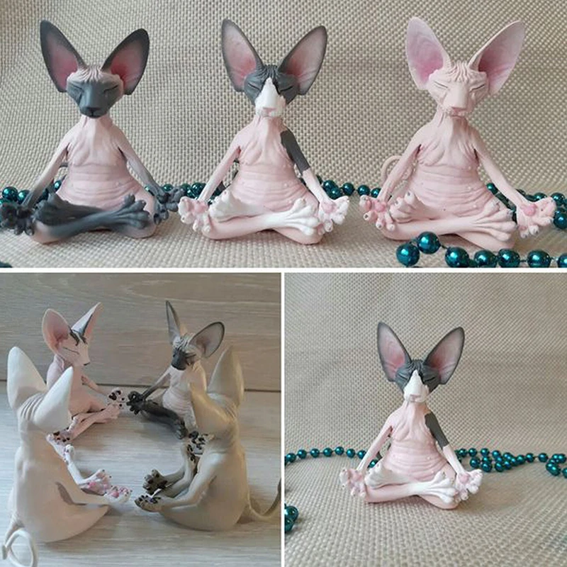 

Creative New Products Meditation Cat Doll Resin Ornaments Meditate Thinking Animal Home Desktop Crafts Ornaments