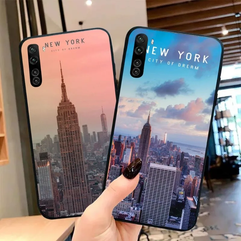 Мягкий черный чехол для телефона с изображением Нью-Йорка для OPPO Find X5 X3 X2 A93 Reno 8 7 Pro A74 A72 A53