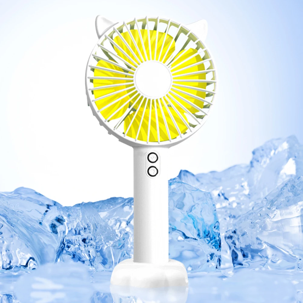 

Portable Wireless FanHandheld Air Cooler 3 Speed Pocket Fan Ultra Quiet with Cat Ear Base Night Light for Dormitory Office Home