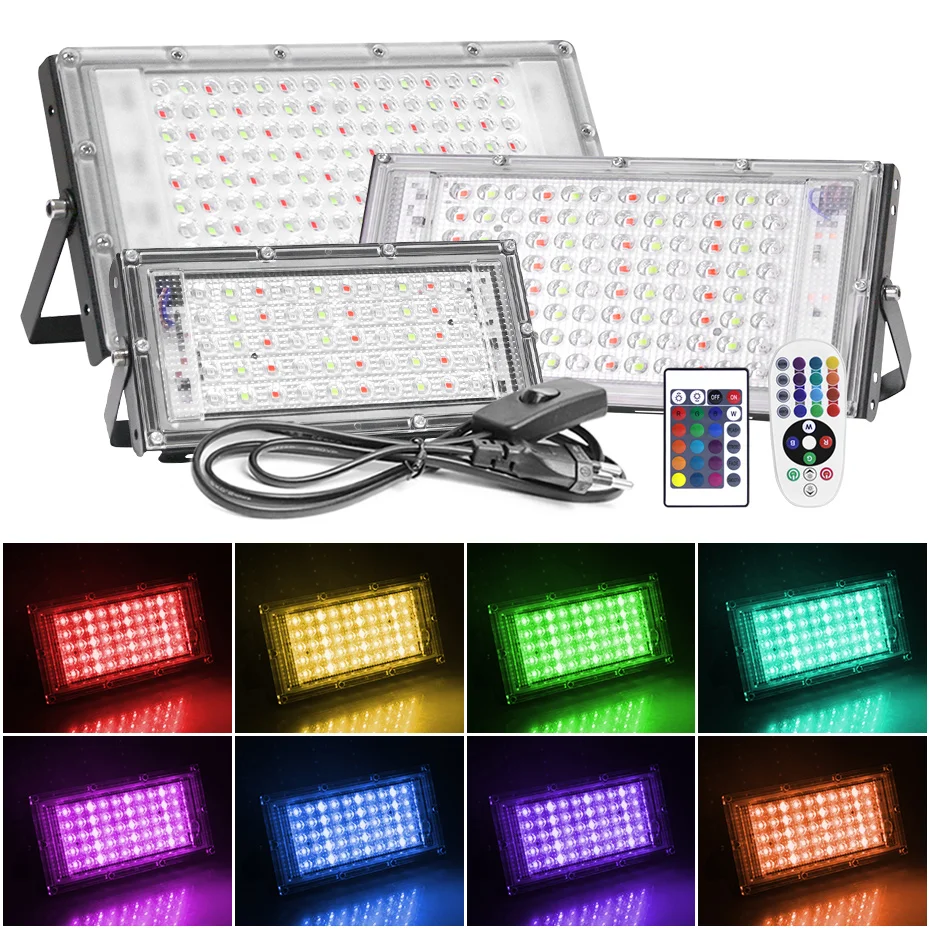 

Floodlight Waterproof Control Spotlight Remote With Outdoor Projector Plug Lighting