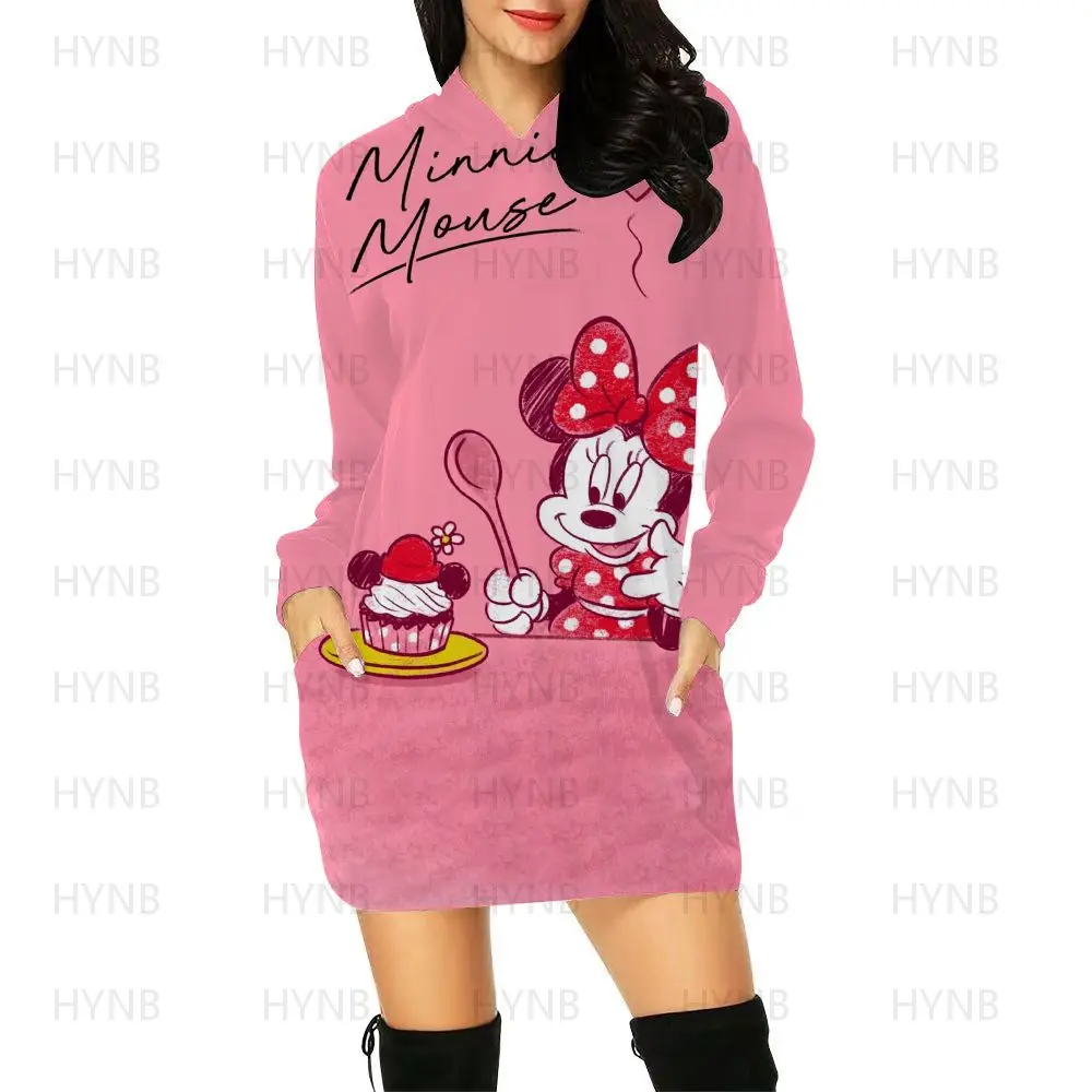 Hoodie Sexy Dress Disney Prom Dresses Minnie Mouse Woman Clothes Mini Elegant Women's Party 2022 Long Sleeves Korean Fashion Y2k