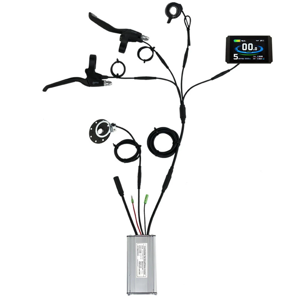 

E-Bike KT 36/48V 250W 15A Waterproof Controller +LCD8H Display +PAS +Throttle +Brake 1T4 Extend Cable For KT Series Electric