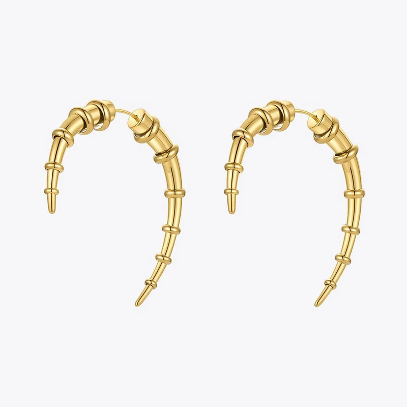 

ENFASHION Gothic Horn Earrings For Women Gold Color Earings Stainless Steel Fashion Jewelry Holloween Pendientes Mujer E211311