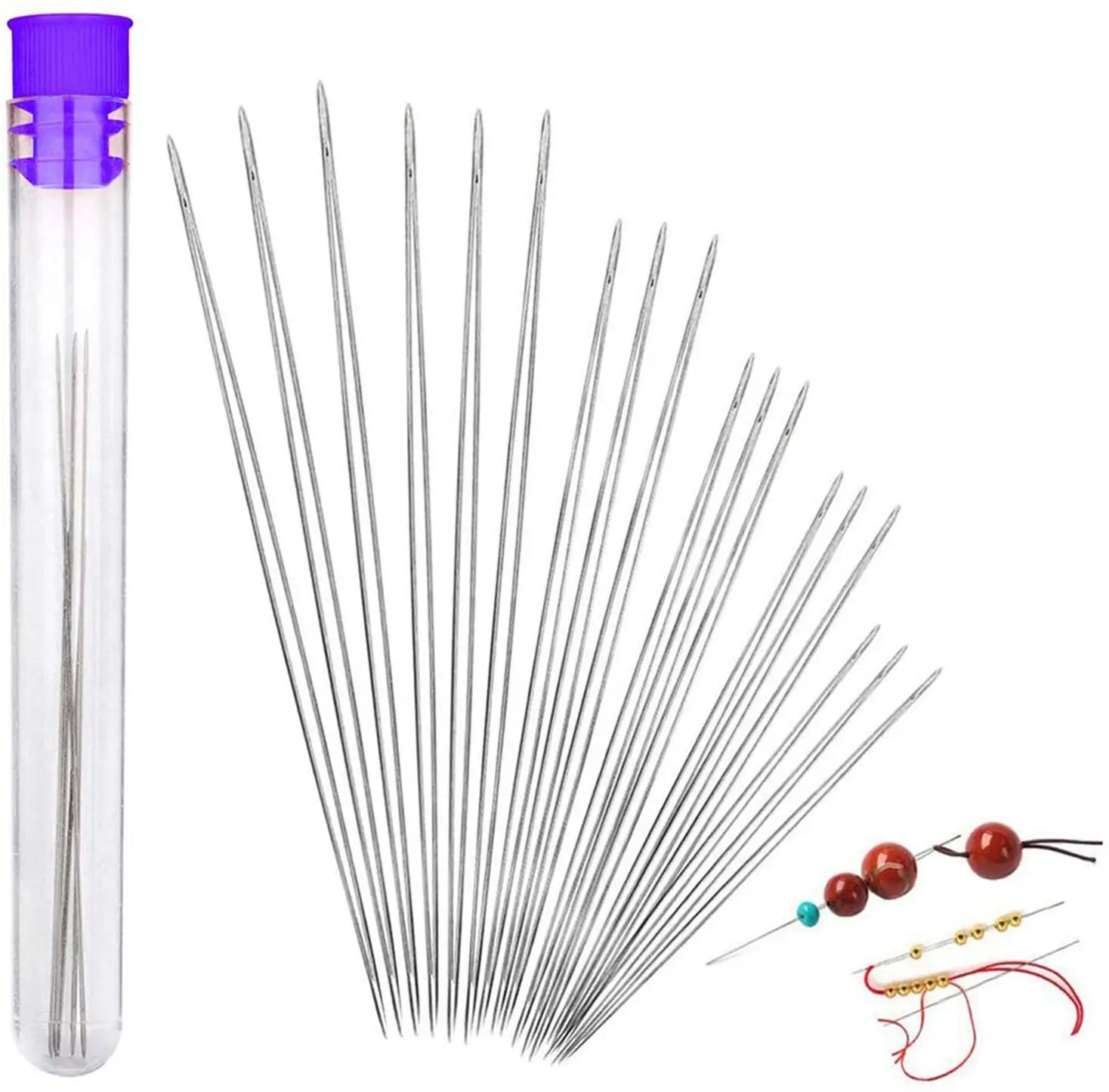 5Pc Beading Needles Seed Beads Needles Big Eye DIY Beaded Needles Collapsible Beading Pins Open Needles for Jewelry Making Tools